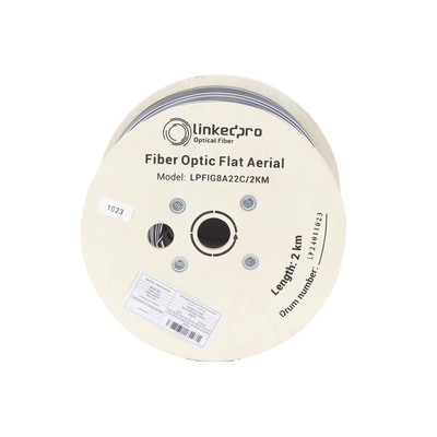 Carrete de 2 Kilómetros (6561.68 Pies) de Fibra Óptica Aérea Mini Figura 8 G.657A2 Tipo Drop Plana, Monomodo de 2 Hilos (B...