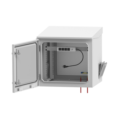 Gabinete de Exterior con Rack de 19" de 9UR con Ventiladores y Termostato, Se envía el Gabinete armado, (Montaje a poste o...