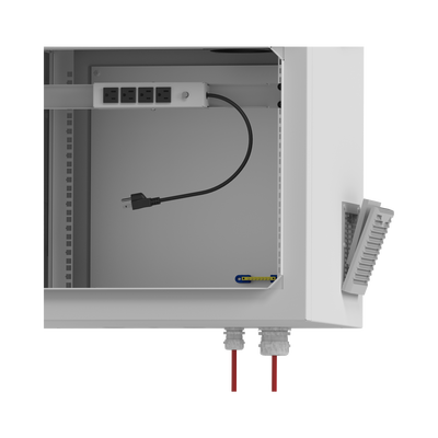 Gabinete de Exterior con Rack de 19" de 9UR con Ventiladores y Termostato, Se envía el Gabinete armado, (Montaje a poste o...