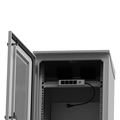 Gabinete de Exterior con Rack de 19" de 16U con Ventiladores y Termostato, Se envía el Gabinete Armado. (Montaje a poste o...