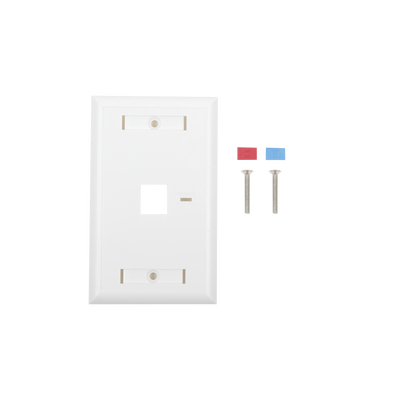 Placa de Pared de 1 Puerto, Keystone, con Espacio para Etiqueta, Color Blanco - LINKEDPRO BY EPCOM