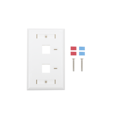 Placa de Pared de 2 Puertos, Keystone, con Espacio para Etiqueta, Color Blanco - LINKEDPRO BY EPCOM
