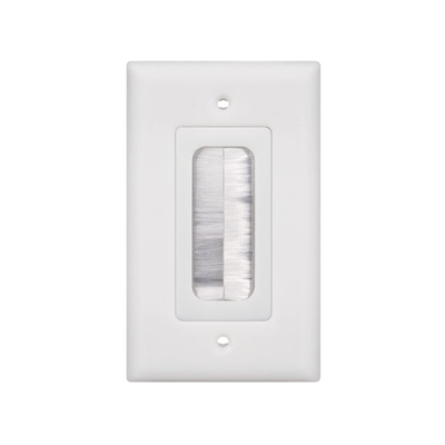 Placa de Pared Pasa Cable, Tipo Cepillo, de 1 Puerto, con Cerdas Antipolvo, Color Blanco - LINKEDPRO BY EPCOM