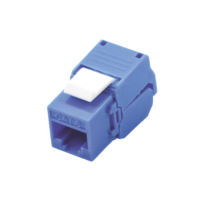 Módulo Jack Keystone Cat6 (Toolless), con Terminación en Ángulo 180 Grados Color Azul, Compatible con Faceplate y Patchpan...
