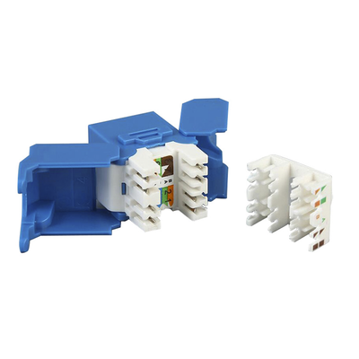 Módulo Jack Keystone Cat6A (Toolless), con Terminación en Ángulo 180 - Color Azul, Compatible con Faceplate y Patchpanel L...