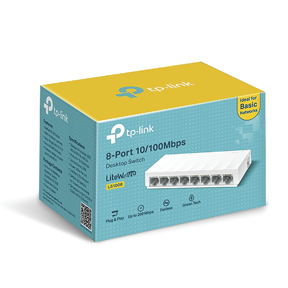 Switch no administrado / 8 puertos 10/100Mbps / Fanless / 4.9 x 1.9 x 0.9 in | SIERRA STORE