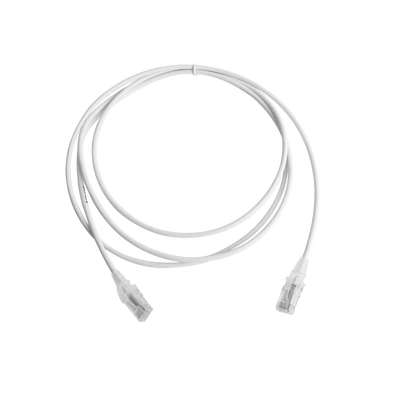 Patch Cord MC6 Modular Cat6 UTP, CM/LS0H, 2.13 Metros (7 Pies), Color Blanco, Diámetro Reducido (28AWG), Versión Bulk (Sin...