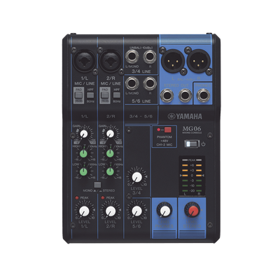 Mezcladora de Audio | 6 Canales | 2 entradas de micro/6 de línea (2 mono + 2 estéreo) | Alimentación Phantom YAMAHA - Vista 2