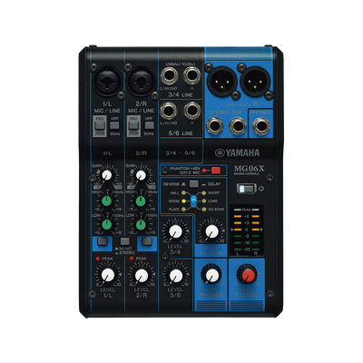 Mezcladora de Audio | 6 Canales | 2 entradas de micro/6 de línea (2 mono + 2 estéreo) | Efectos Integrados | Alimentación ...