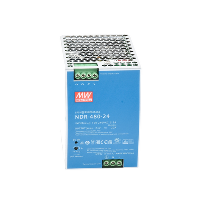 Fuente de Poder Industrial de 480W, salida 24 Vcc, para montaje en Riel Din MEANWELL - Vista 2