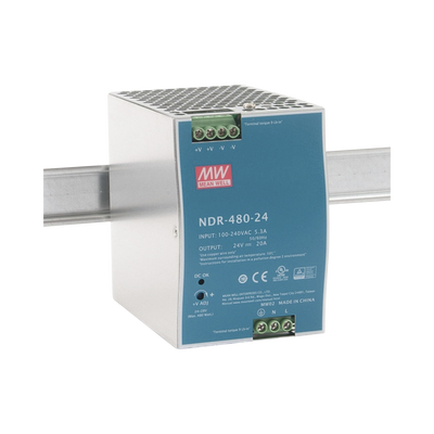 Fuente de Poder Industrial de 480W, salida 24 Vcc, para montaje en Riel Din - MEANWELL