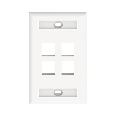 PANDUIT NK4FWHY - Placa de Pared Vertical / 4 Puertos Keystone / 69.8 x 114.3 mm / 2.75 x 4.5 pulg. / Con Etiquetas / Blanco