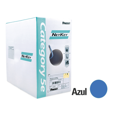 Bobina de Cable UTP 305 Metros (1000 Pies) de Cobre, NetKey, Azul, Categoría 5e (24 AWG), PVC (CM), de 4 Pares - PANDUIT