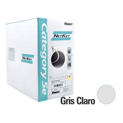 Bobina de Cable UTP 305 Metros (1000 Pies) de Cobre, NetKey, Gris Claro, Categoría 5e (24 AWG), PVC (CM), de 4 Pares - PAN...