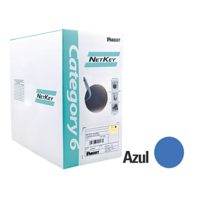 Bobina de Cable UTP 305 Metros (1000 Pies) de Cobre, NetKey, Reelex, Azul, Categoría 6 (24 AWG), 1000Mbps, PVC (CM), de 4 Par