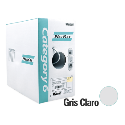 Bobina de Cable UTP 305 Metros (1000 Pies) de Cobre, NetKey, Reelex, Gris, Categoría 6 (24 AWG), 1000Mbps, PVC (CM), de 4 ...