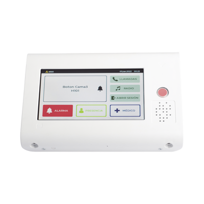 Terminal de Habitación IP para Hospitales / Lector RFID 125 KHz / Audio Bidireccional / SIP / PoE / Pantalla Táctil 7" / C...