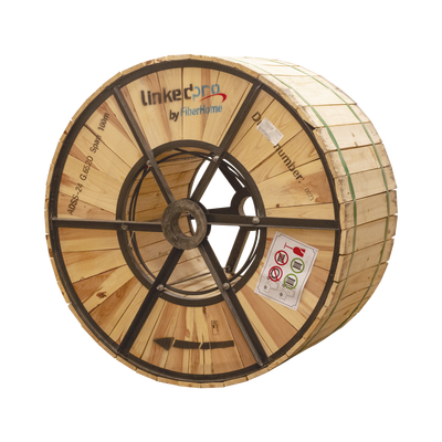 Carrete de 4 Kilómetros de Fibra Óptica (ADSS) G.652D Armada Anti Roedor, Dieléctrica, Monomodo 12 Hilos, Span 200 (Para inst