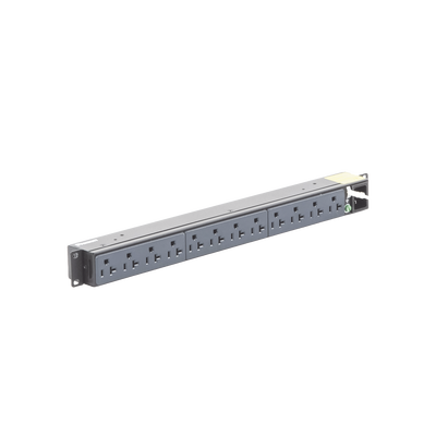 PDU Básico para Distribución de Energía, Enchufe de Entrada NEMA 5-15P, Con 12 Contactos NEMA 5-20R, Instalación Horizonta...