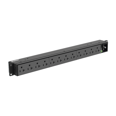 PDU Básico para Distribución de Energía, Enchufe de Entrada NEMA 5-20P, Con 12 Contactos NEMA 5-20R, Instalación Horizonta...