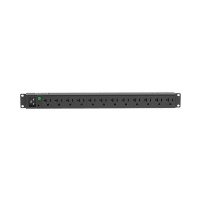 PDU Básico para Distribución de Energía, Enchufe de Entrada NEMA L5-20P, Con 12 Contactos NEMA 5-20R, Instalación Horizont...