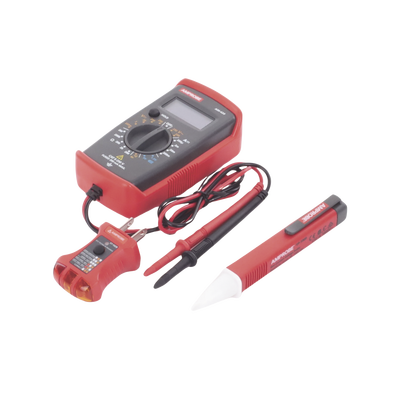 KIT Básico 3 en 1 con Multímetro Digital + Detector de Tensión sin Contacto + Comprobador de Fase GFCI - AMPROBE