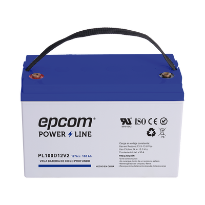 Batería 12 Vcc / 100 Ah / UL / Tecnología AGM-VRLA / CICLO PROFUNDO / Para uso en aplicaciones fotovoltaicas y de emergenc...