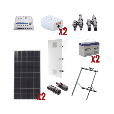 Kit Solar de 28 W con PoE Pasivo 24 Vcc para 2 Radios de Ubiquiti airMAX, Cambium ePMP - EPCOM POWERLINE