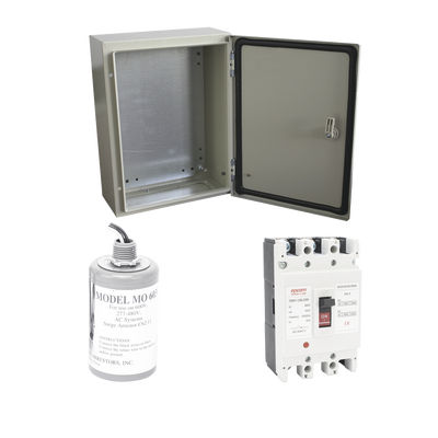 Kit de Centro de Carga Trifasico Para Corriente Alterna, Breaker de hasta 690 Vc de 125 A con Supresor de Descargas Atmosf...