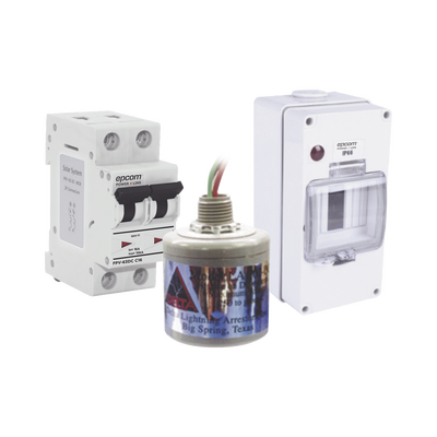Kit de Centro de Carga Para Corriente Directa, Breaker de hasta  800 Vcc de 16 A con Supresor de Descargas Atmosféricas. -...