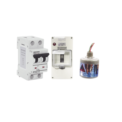 Kit de Centro de Carga Para Corriente Directa, Breaker de hasta  800 Vcc de 20 A con Supresor de Descargas Atmosféricas. | SI