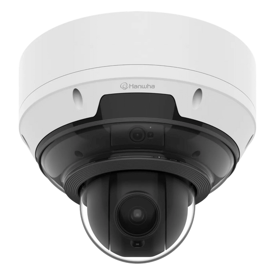 HANWHA VISION - PNM-C19183RVTP - Camara AI 5MP 3CH Fija + 4MP 18x PTZ / Detección de Objetos (Persona/Vehículo/Matrícula) / IVA / IR 15 mts / Auto Calibración / Secure