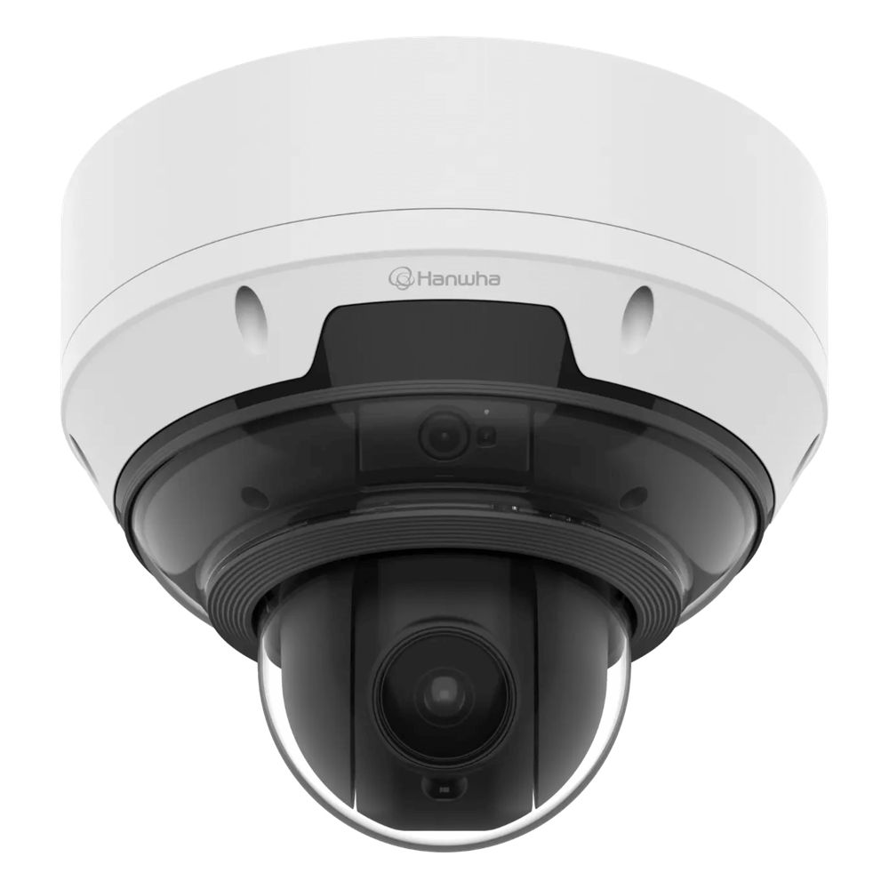 HANWHA VISION - PNM-C19183RVTP - Camara AI 5MP 3CH Fija + 4MP 18x PTZ / Detección de Objetos (Persona/Vehículo/Matrícula) / IVA / IR 15 mts / Auto Calibración / Secure