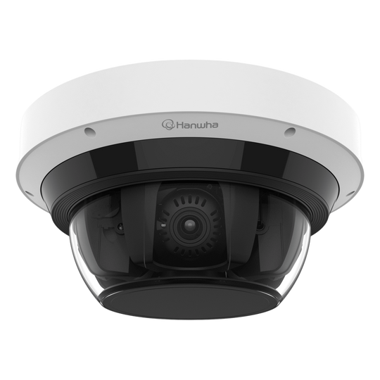 HANWHA VISION - PNM-C32083RQZ - Camara Multi sensor PTRZ 8MP x 4 CH con Inteligencia Artificial / Lente Motorizado 4.38 a 9.33 mm / WDR 120dB / Protección IP66 / IK10