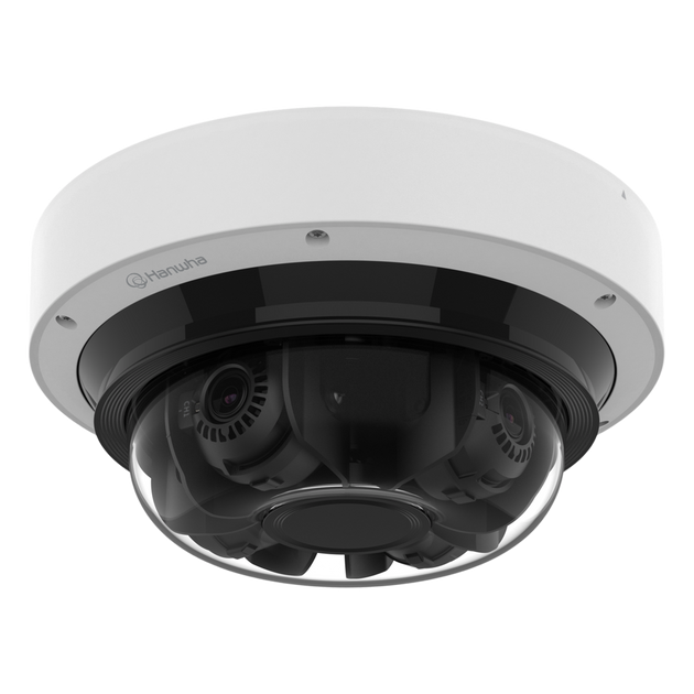 HANWHA VISION - PNM-C32083RVQ - Camara Multi sensor 8MP x 4 CH con Inteligencia Artificial / Lente Motorizado de 3.3 a 5.7mm / WDR 120dB / Protección IP66 / IK10 /
