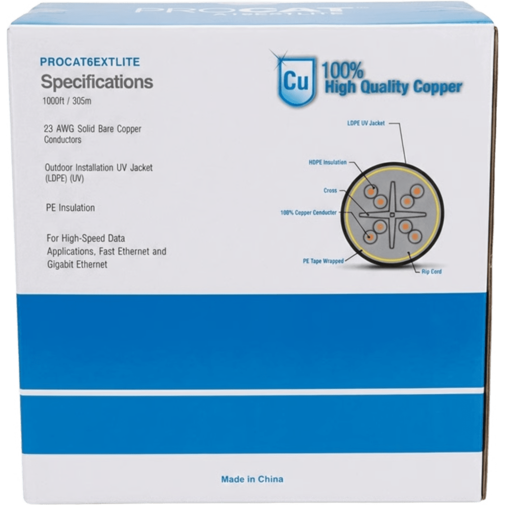 LINKEDPRO BY EPCOM - PRO-CAT-6-EXT-LITE-V2 - LINKEDPRO BY EPCOM PRO-CAT-6-EXT-LITE-V2 - Cable UTP Cat6+ / 305 m (1000 ft) / Calibre 23 AWG / Intemperie / Sin Blindar / Gigabit