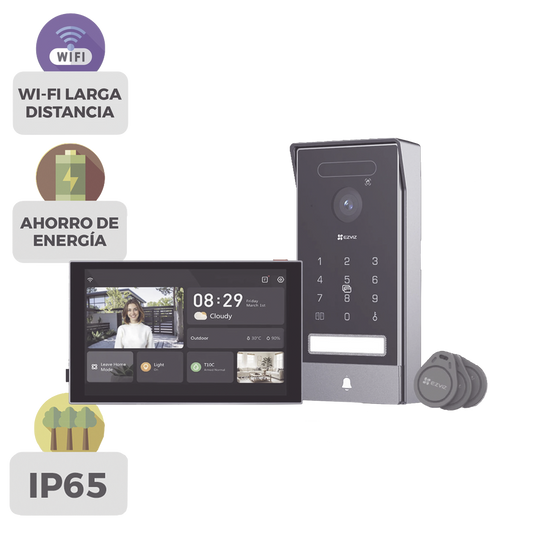 EZVIZ - CS-HP7/PRO - Video Portero Conexión a 2 Hilos Entre Monitor y Frente de Calle / Wi-Fi 6 Dual Band 2.4 y 5GHz con Cámara 4K / Reconocimiento de