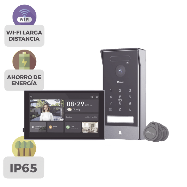 EZVIZ - CS-HP7/PRO - Video Portero Conexión a 2 Hilos Entre Monitor y Frente de Calle / Wi-Fi 6 Dual Band 2.4 y 5GHz con Cámara 4K / Reconocimiento de