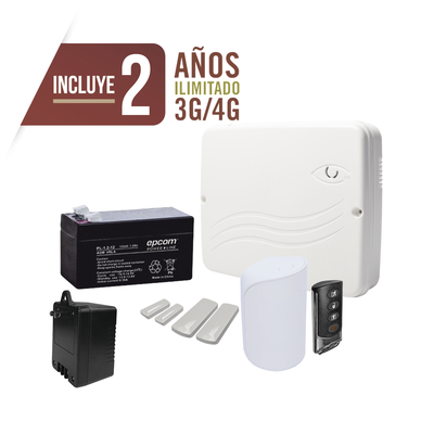KIT Alarma Cloud Híbrido/Comunicador 4G Lte Integrado/8 Zonas Cableadas, 32 Inalambricas /Programación 100% vía WEB - M2M ...