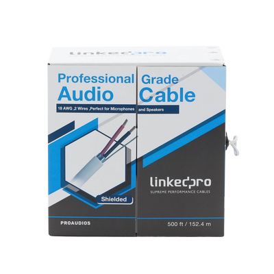 Cable para Audio Profesional Calibre 18 en 2 Hilos 100% Cobre, Blindado Perfecto para Bocinas y Micrófonos, Bobina de 152 ...