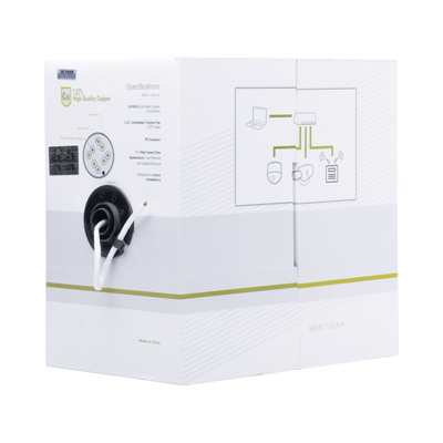 Cable Cat5e de Alto Rendimiento Certificaciones ETL, UL, de 152.5 Metros (500 Pies) de Color Blanco, para Aplicaciones en ...