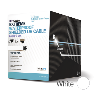 Bobina de Cable UTP Cat5e para Exterior en Color Blanco / 305 Metros (1000 Pies) / Certificada UL / Sin Blindaje - LINKEDP...