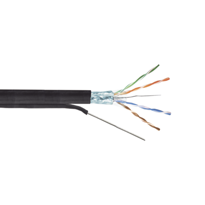 Bobina de Cable FTP con Mensajero de Acero de 305 Metros (1000 Pies) Cat6+ Calibre 23, Color Negro, para Aplicaciones en V...