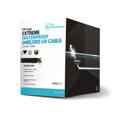 Bobina de 152.5 Metros (500 Pies) Cat6+ Calibre 23 Exterior Blindado Tipo FTP Para Climas Extremos, UL Para Aplicaciones d...