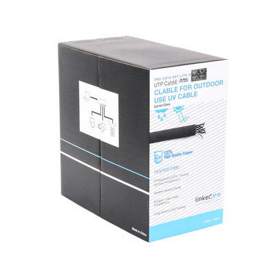 Bobina de Cable 305 Metros (1000 Pies) Cat6, 24 AWG, Climas Extremos, Color Negro, Sin Blindar, para Intemperie LINKEDPRO ...