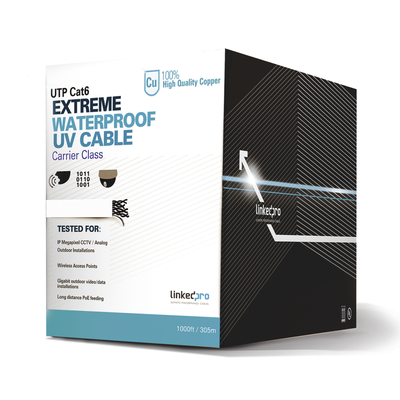 Bobina de Cable UTP Cat6 para Exterior en Color Blanco / 305 Metros (1000 Pies) / Certificada UL / Sin Blindaje - LINKEDPR...