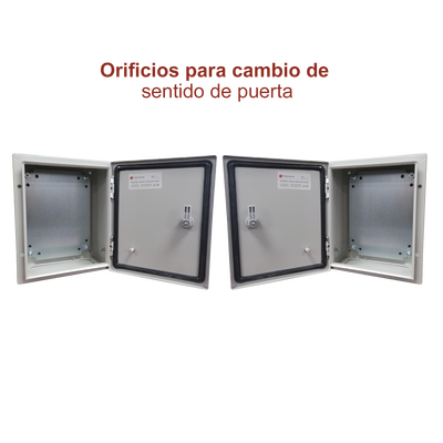 Gabinete de Acero IP66 Uso en Intemperie (250 x 300 x 150 mm) con Placa Trasera Interior Metálica y Compuerta Inferior Ato...