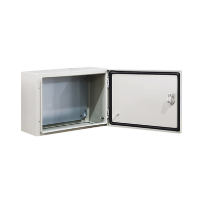 Gabinete de Acero IP66 Uso en Intemperie (400 x 300 x 300 mm) con Placa Trasera Interior Metálica y Compuerta Inferior Ato...