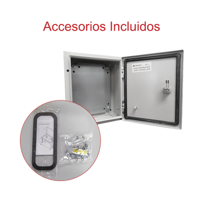 Gabinete de Acero IP66 Uso en Intemperie (400 x 400 x 200 mm) con Placa Trasera Interior de Metal y Compuerta Inferior Ato...