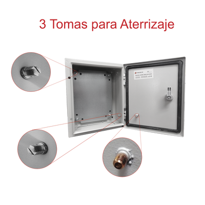 Gabinete de Acero IP66 Uso en Intemperie (400 x 400 x 200 mm) con Placa Trasera Interior de Metal y Compuerta Inferior Ato...